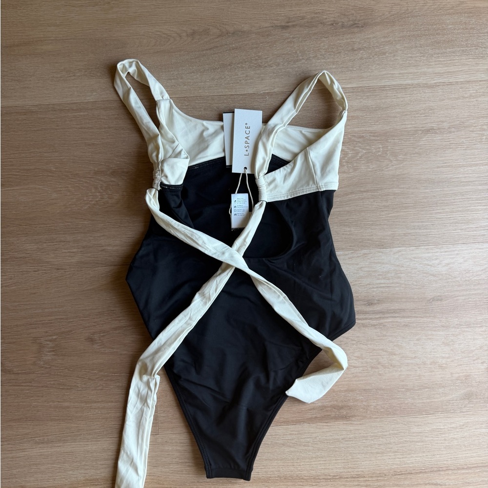 l*space Black One-Piece with Cream Straps